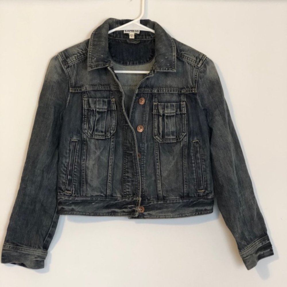 Express Distressed Jean Jacket SZ S/P